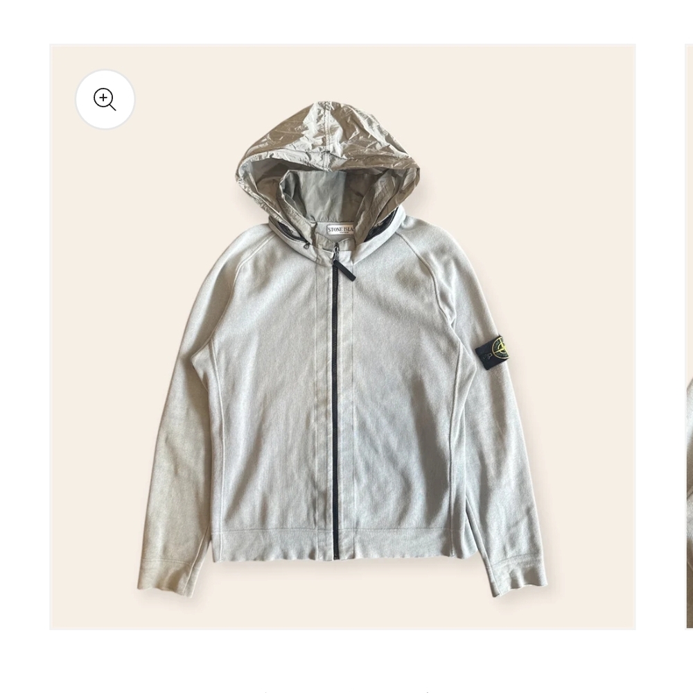 Stone Island Light Gray Hooded Jacket